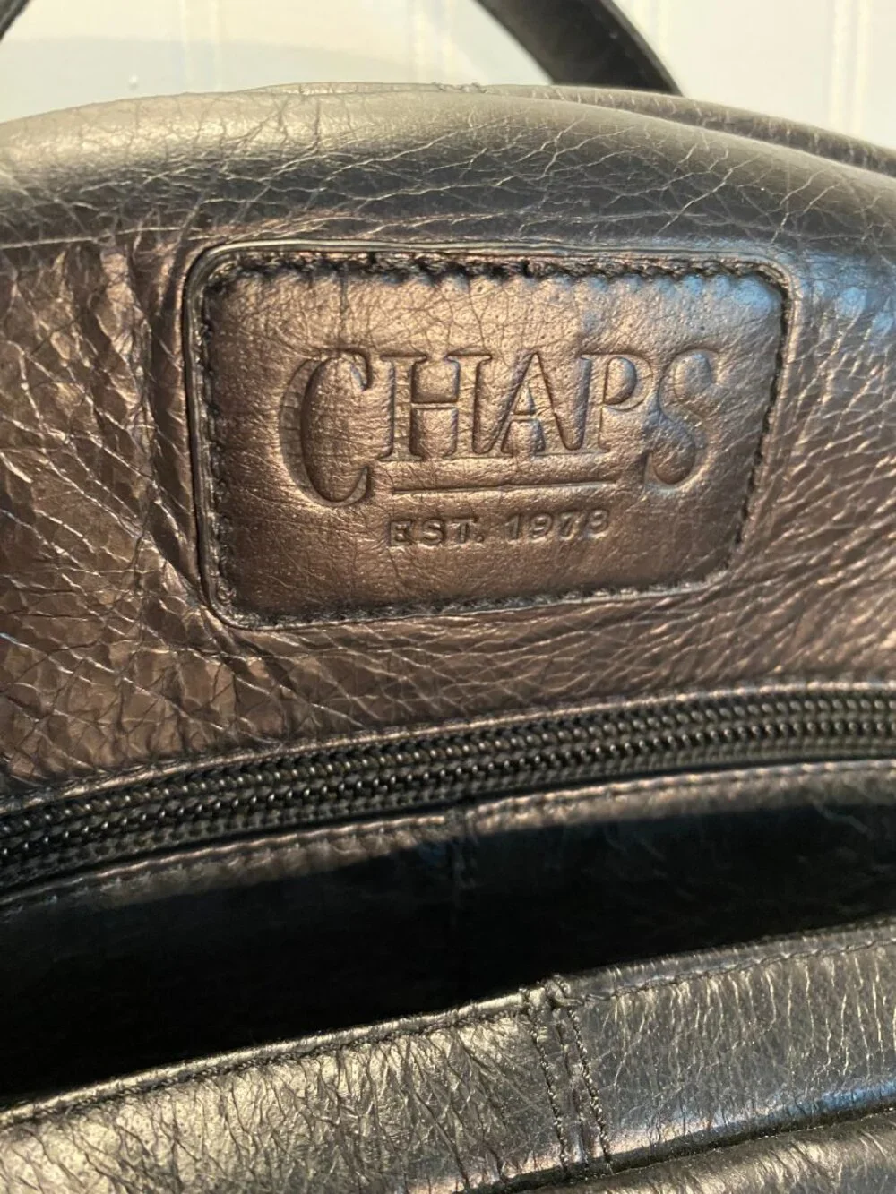 CHAPS Genuine Leather Backpack - Black Multi Pocket Travel Laptop School Bag